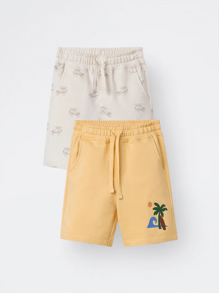 2-Pack HOP Kids Boys Multicolour Printed Mid-Rise Cotton Shorts - Image 2