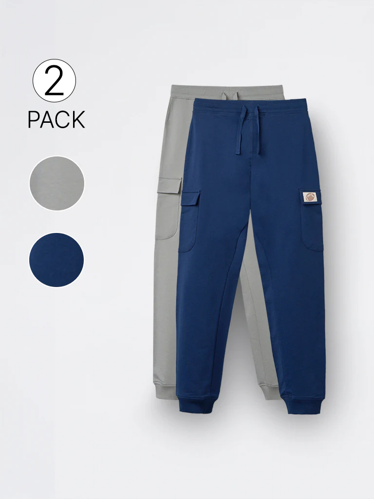 2-Pack HOP Kids Boys Multicolour Solid Mid-Rise Cotton Joggers - Exclusive - Image 3