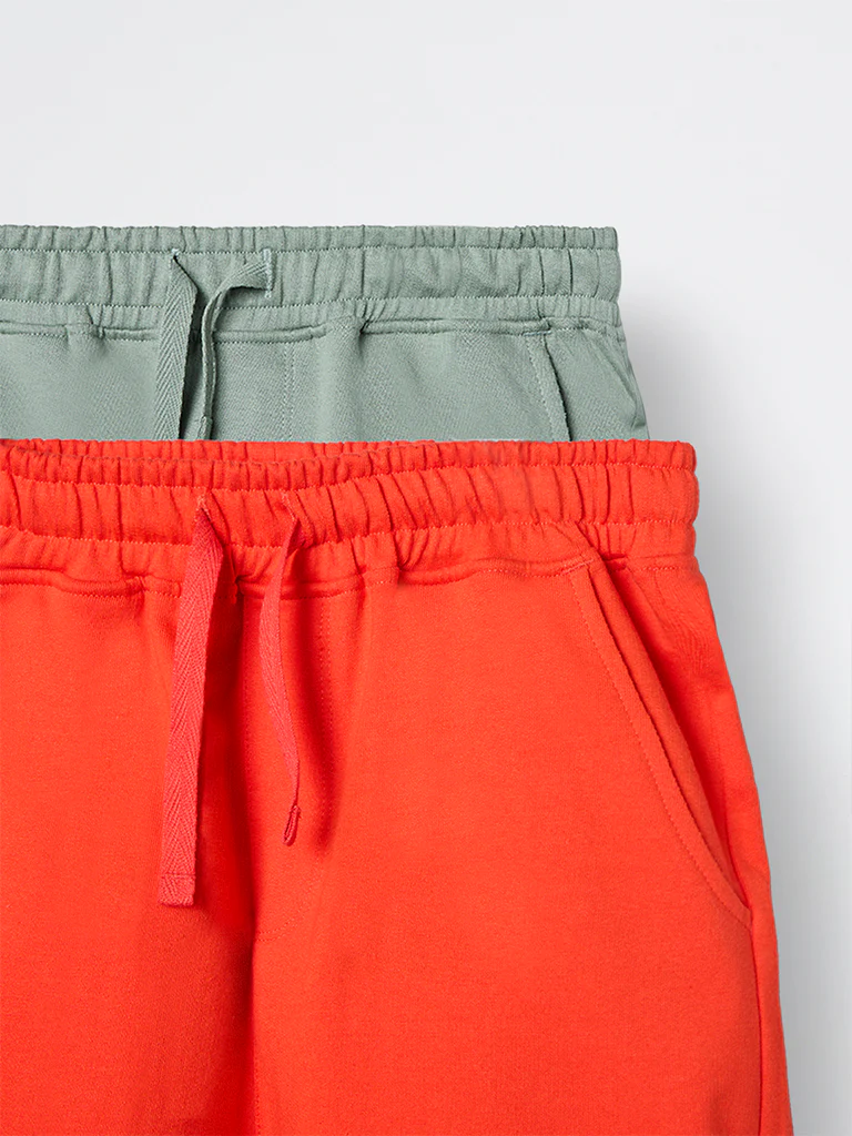 2-Pack HOP Kids Boys Red Mid-Rise Cotton Shorts - Image 3