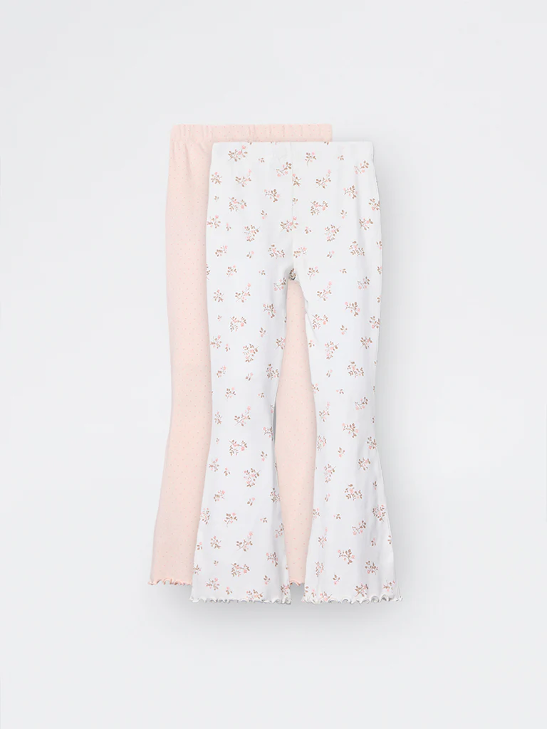2-Pack HOP Kids Girls Peach Printed High-Rise Cotton-Blend Bootcut Pants - Exclusive - Image 3
