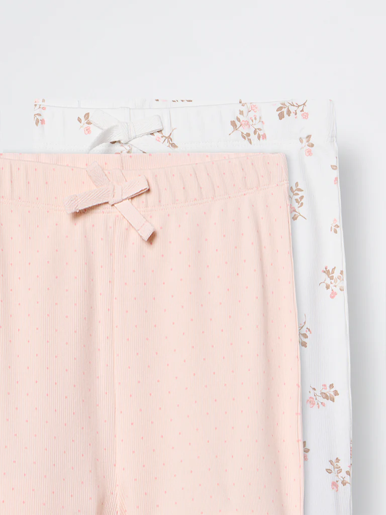 2-Pack HOP Kids Girls Peach Printed High-Rise Cotton-Blend Bootcut Pants - Exclusive - Image 4