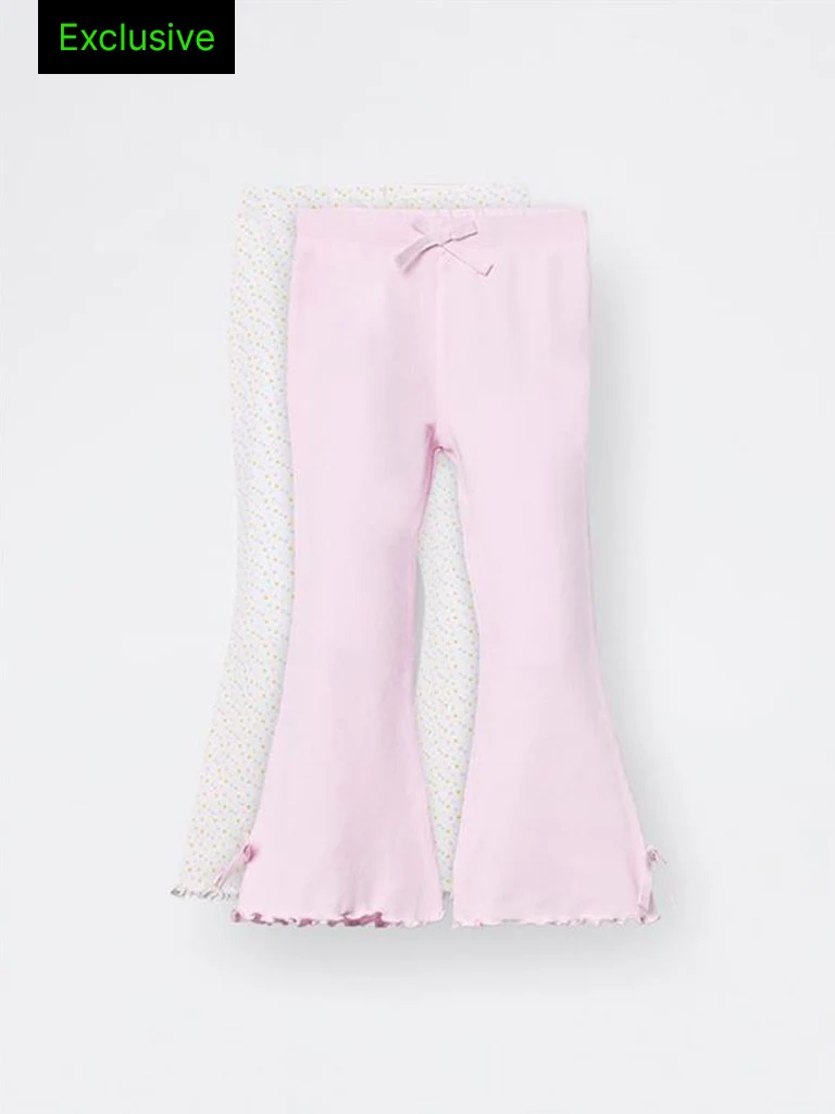 2-Pack HOP Kids Girls Pink Printed High-Rise Cotton-Blend Bootcut Pants - Exclusive