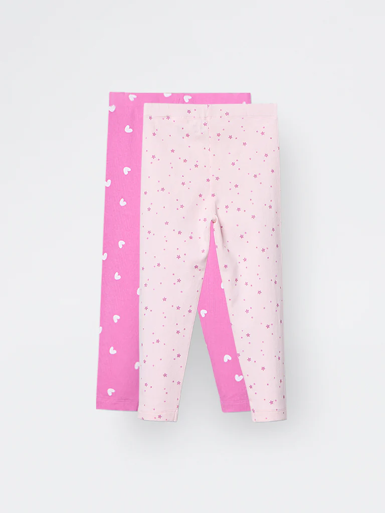 2-Pack HOP Kids Girls Pink Printed High-Rise Cotton-Blend Pants - Exclusive - Image 4