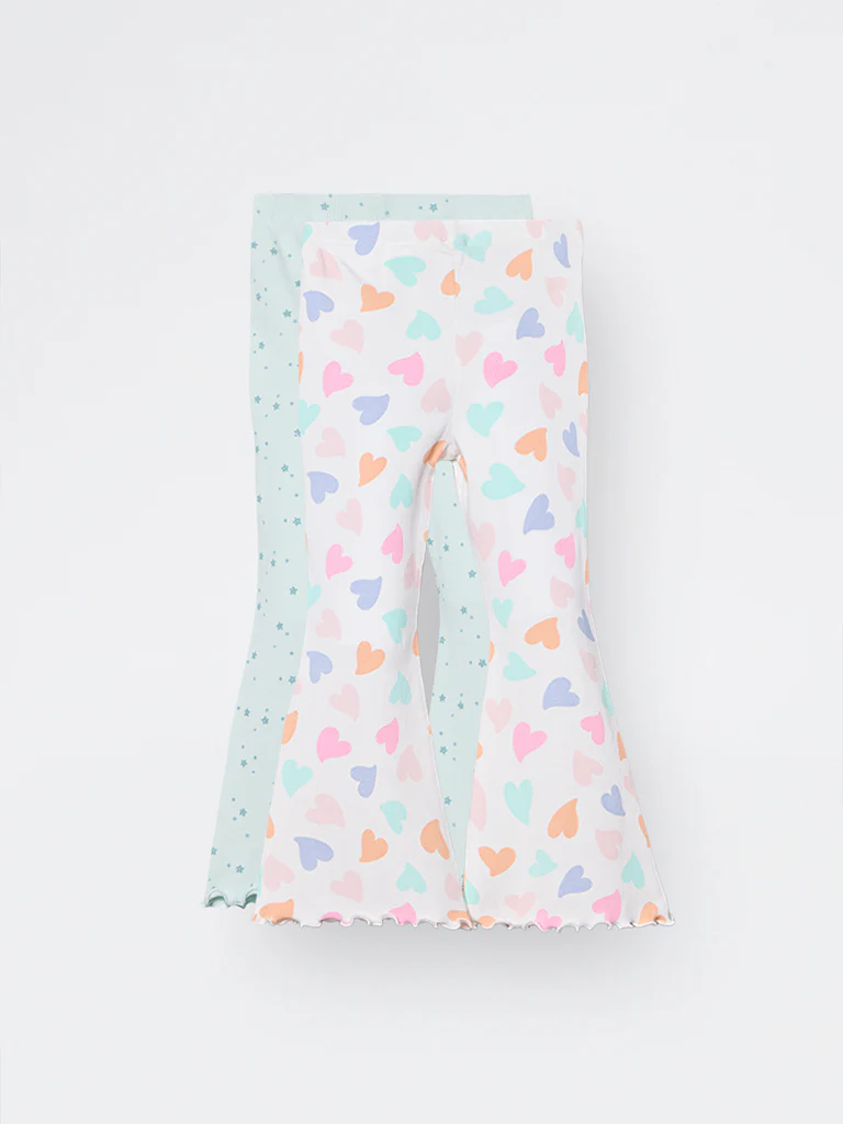 2-Pack HOP Kids Girls Sage Printed High-Rise Cotton-Blend Bootcut Pants - Exclusive - Image 3