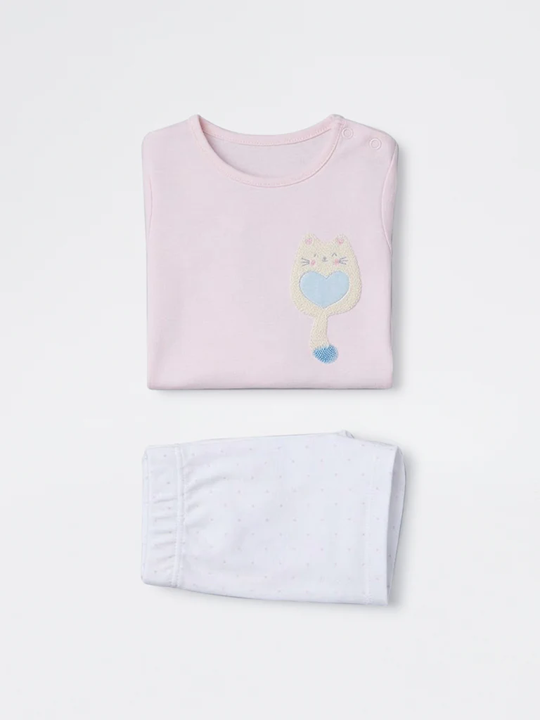2-Piece HOP Baby Boys Pink Printed Cotton Set - Image 3