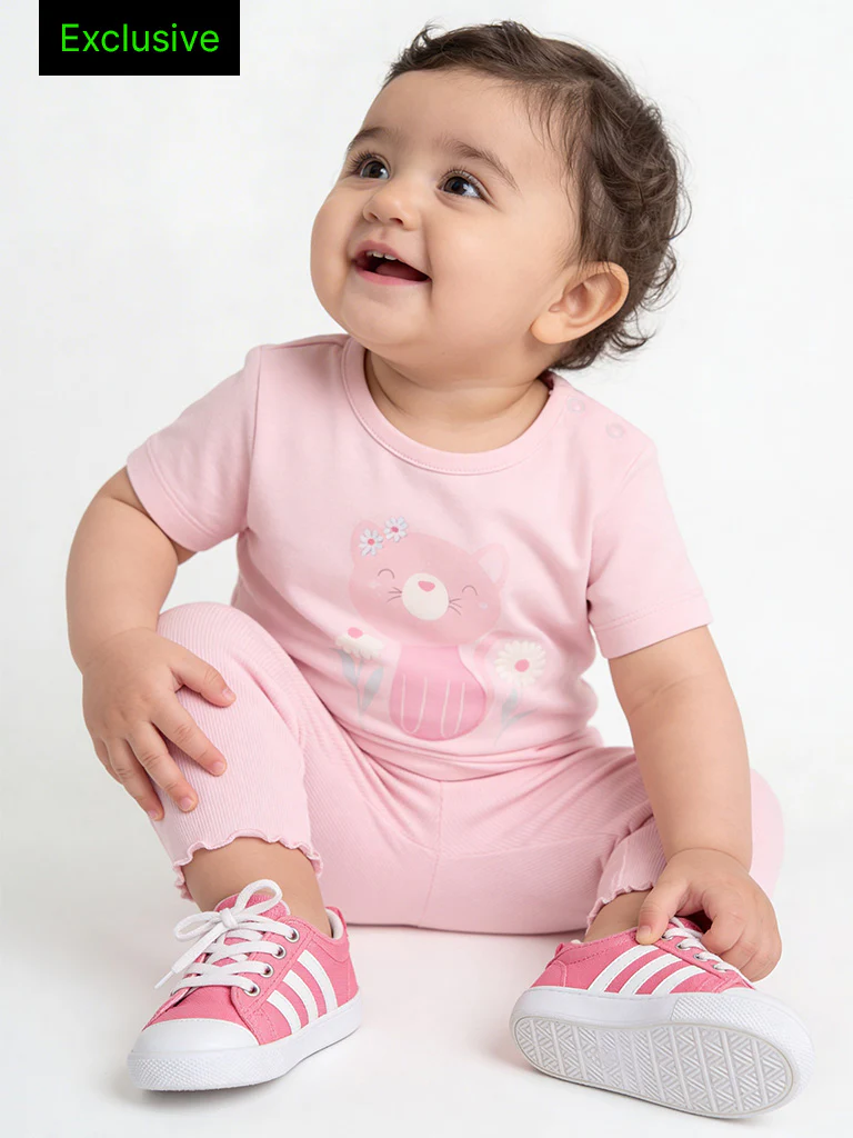 2-Piece HOP Baby Girls Pink Cotton Set