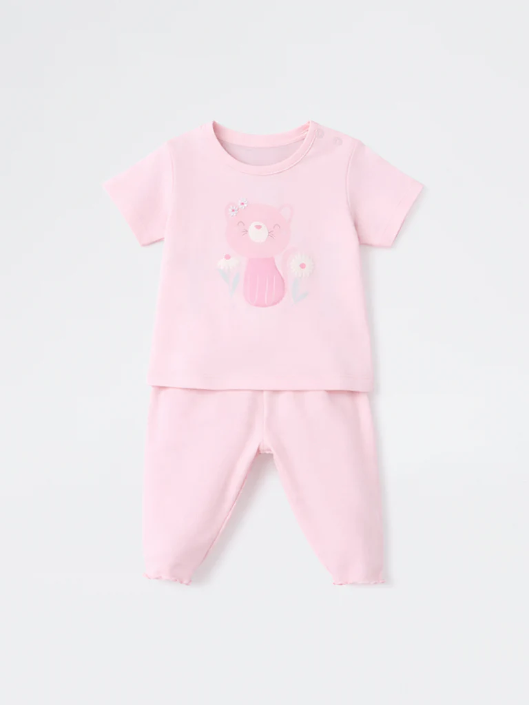 2-Piece HOP Baby Girls Pink Cotton Set - Image 2