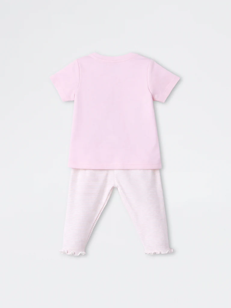 2-Piece HOP Baby Girls Pink Scooter Printed Cotton Set - Image 3