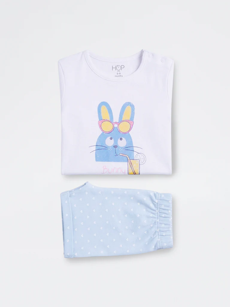 2-Piece HOP Baby Girls White Animal Printed Cotton Set - Image 4