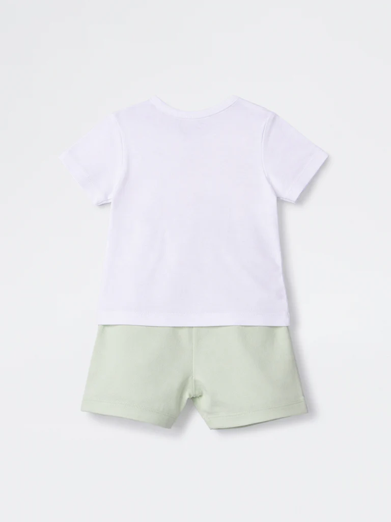 2-Piece HOP Baby Girls White Graphic Printed Cotton Set - Image 3