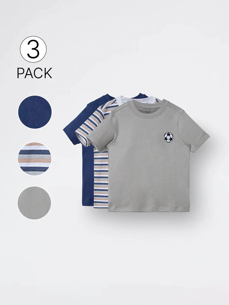 3-Pack HOP Kids Boys Multicolour Printed Cotton T-Shirt - Exclusive - Image 4