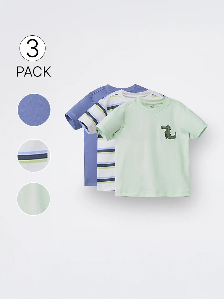 3-Pack HOP Kids Boys Multicolour Printed Cotton T-Shirt - Exclusive - Image 4