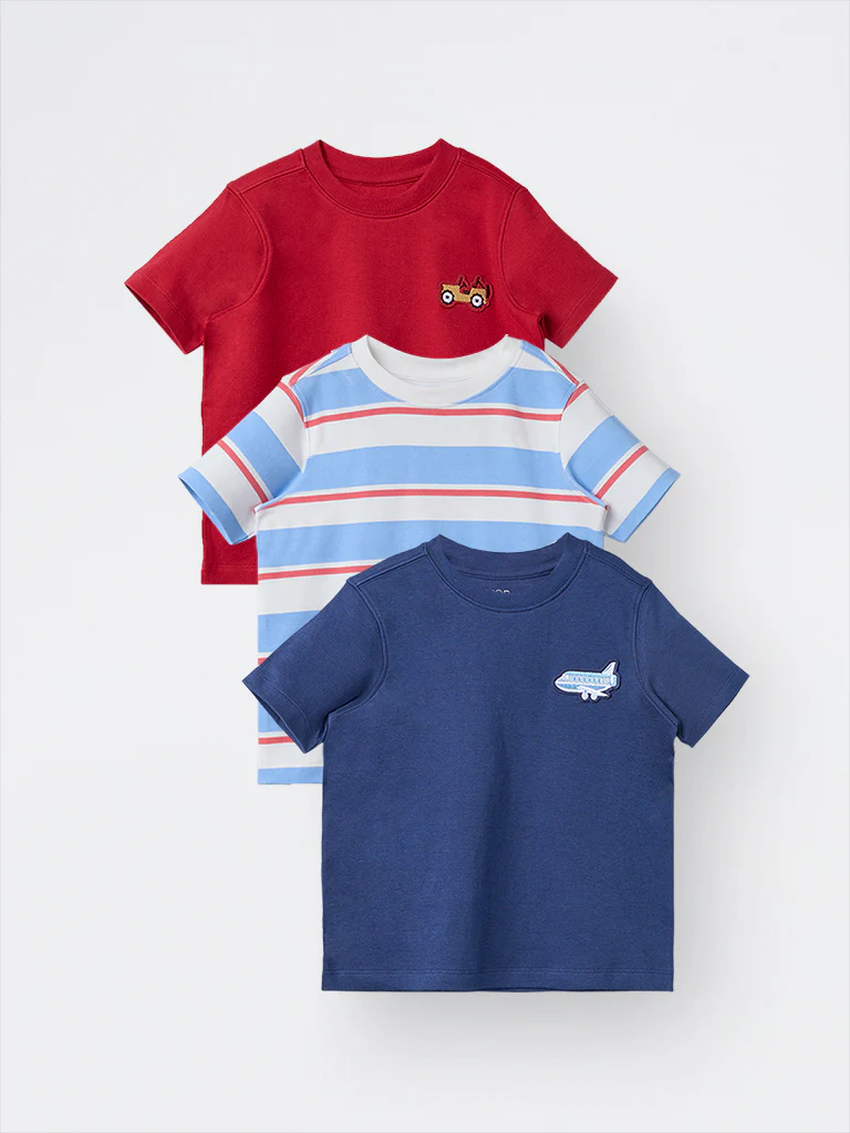3-Pack HOP Kids Boys Multicolour Printed Cotton T-Shirts - Exclusive - Image 3