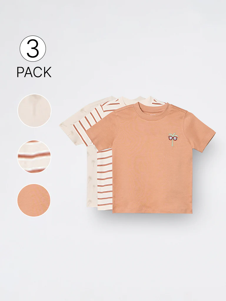 3-Pack HOP Kids Boys Multicolour Printed Cotton T-Shirts - Exclusive - Image 3