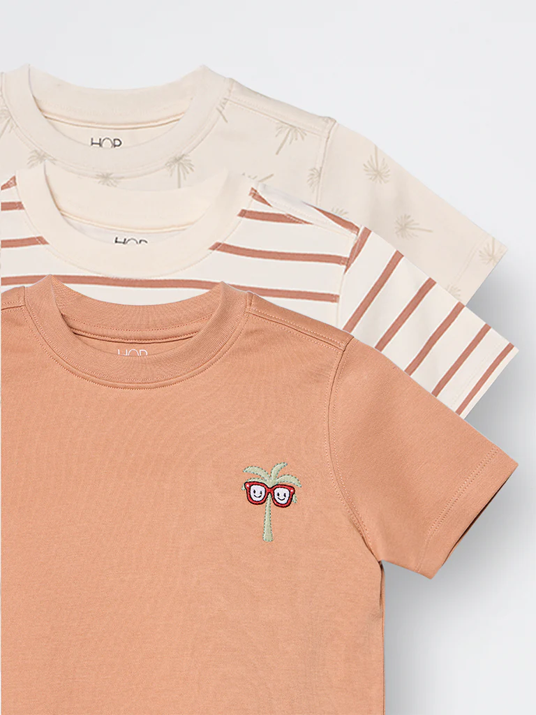 3-Pack HOP Kids Boys Multicolour Printed Cotton T-Shirts - Exclusive - Image 5