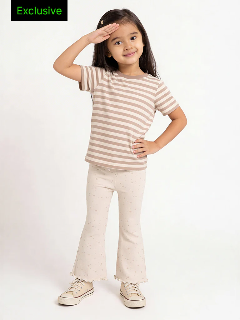 3-Pack HOP Kids Girls Brown Printed Cotton T-Shirts - Exclusive