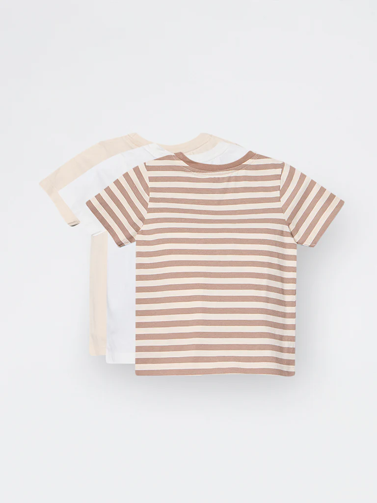 3-Pack HOP Kids Girls Brown Printed Cotton T-Shirts - Exclusive - Image 5