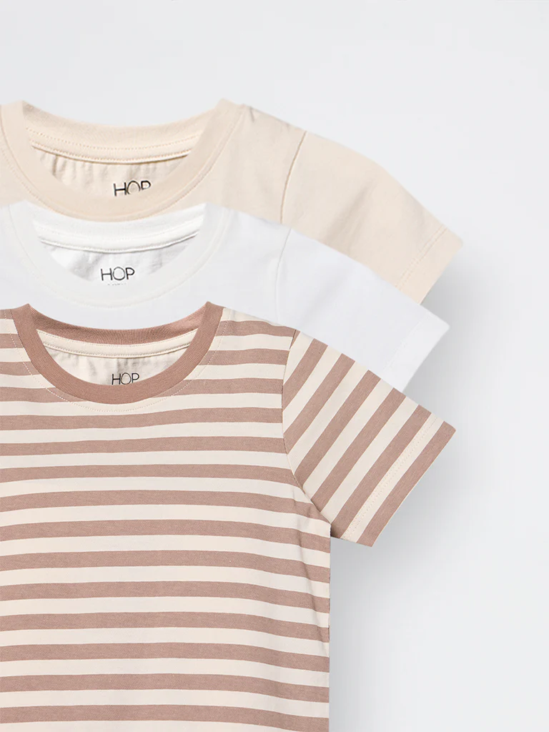 3-Pack HOP Kids Girls Brown Printed Cotton T-Shirts - Exclusive - Image 6