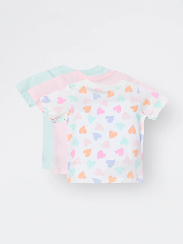 3-Pack HOP Kids Girls Multicolour Printed Cotton T-Shirts - Exclusive - Image 5