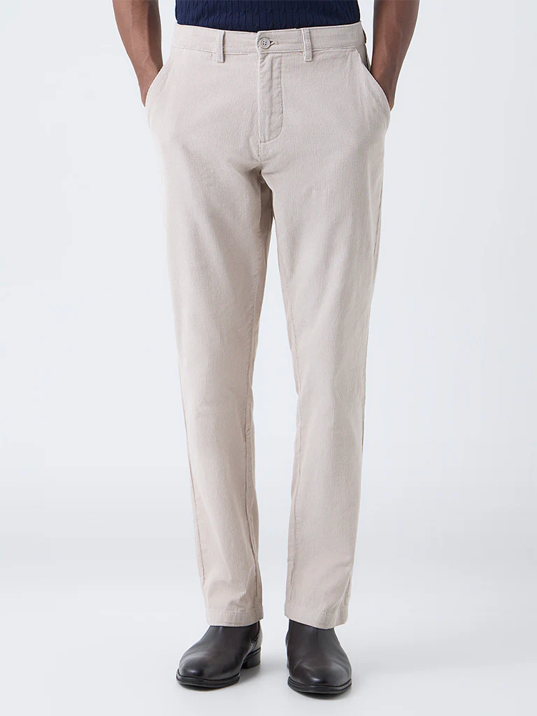 Ascot Beige Mid-Rise Relaxed-Fit Corduroy Chinos - Image 3