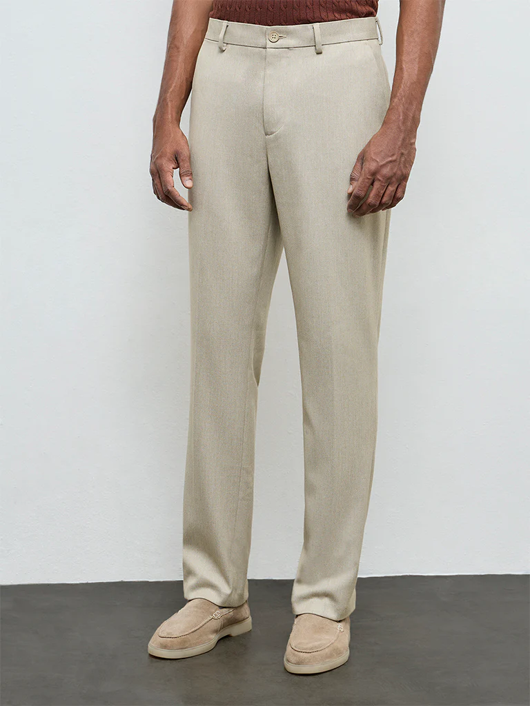 Ascot Beige Relaxed-Fit Mid-Rise Chinos - Image 3
