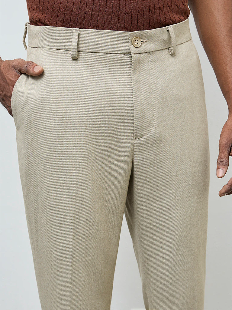 Ascot Beige Relaxed-Fit Mid-Rise Chinos - Image 4