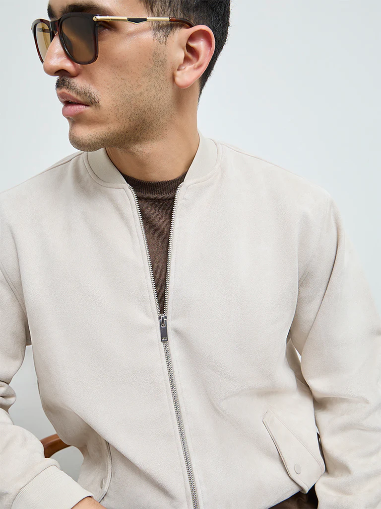 Ascot Beige Relaxed-Fit Suede Jacket - Image 4