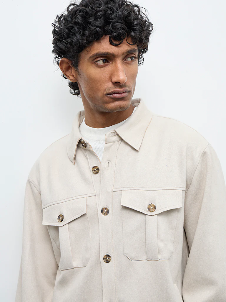 Ascot Beige Relaxed-Fit Suede Jacket - Image 4
