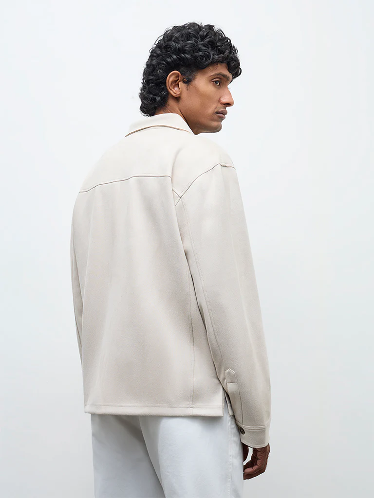 Ascot Beige Relaxed-Fit Suede Jacket - Image 6