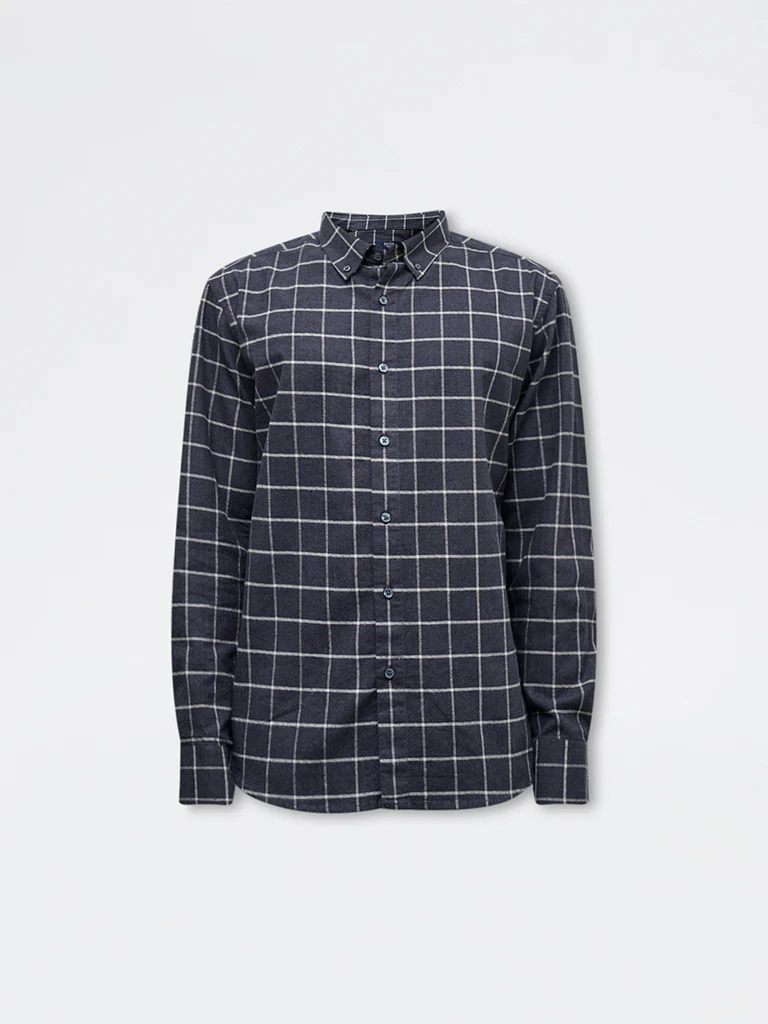Ascot Black Checkered Relaxed-Fit Cotton Shirt - Image 5