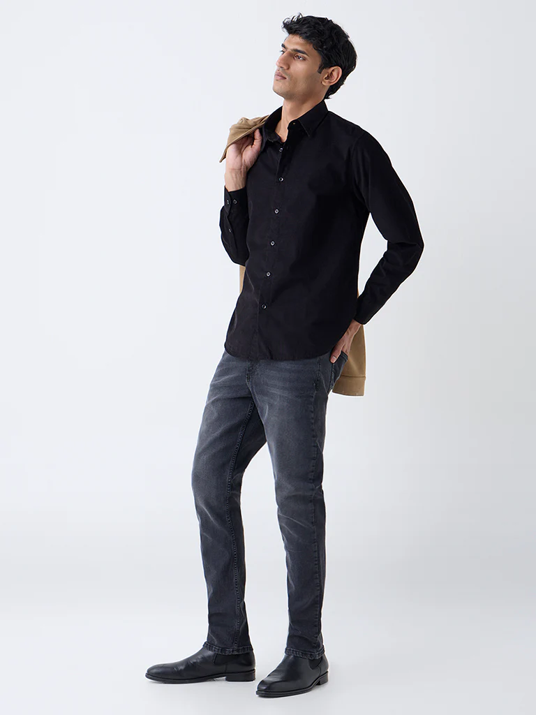 Ascot Black Relaxed-Fit Corduroy Shirt - Image 3