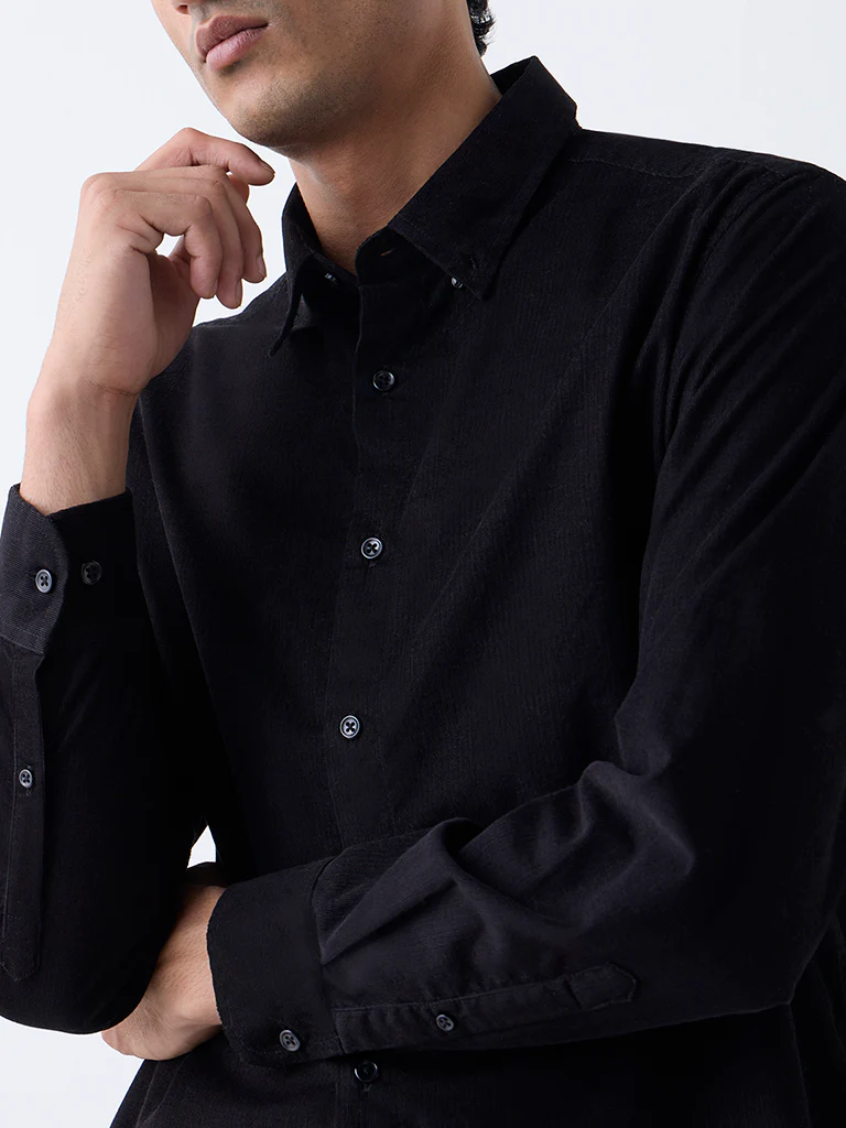 Ascot Black Relaxed-Fit Corduroy Shirt - Image 4