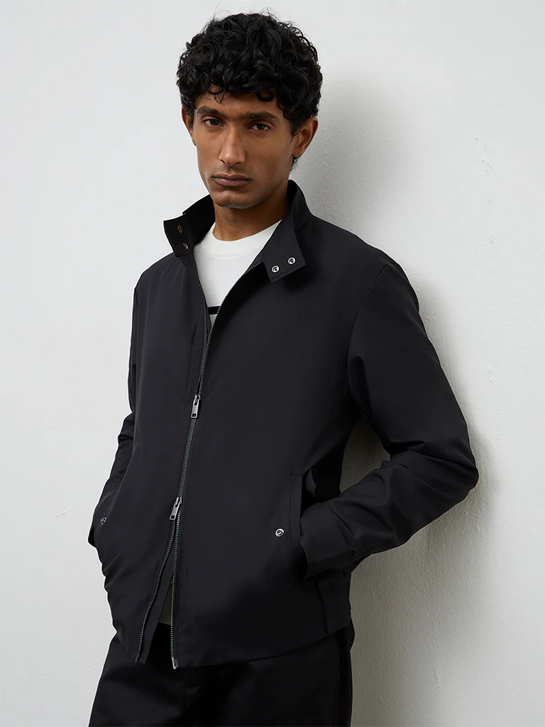 Ascot Black Relaxed-Fit Cotton-Blend Jacket