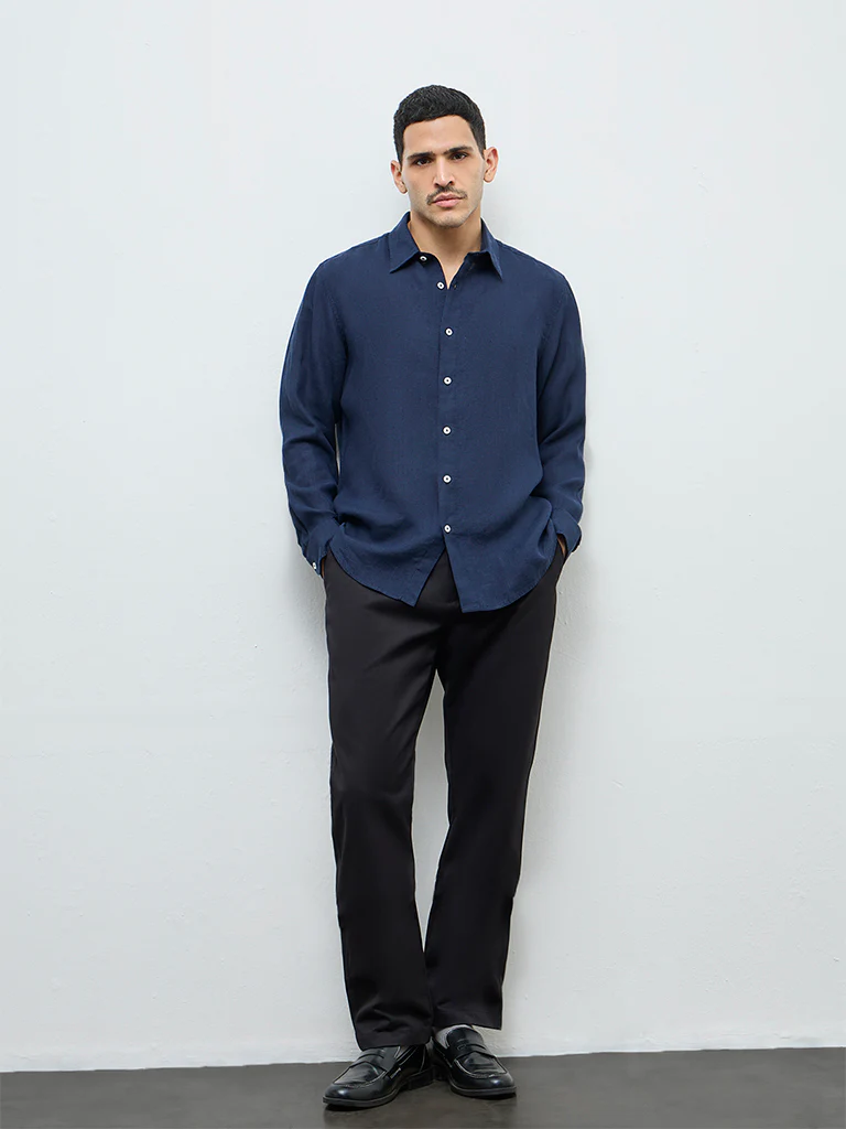 Ascot Black Relaxed-Fit Mid-Rise Cotton Trousers