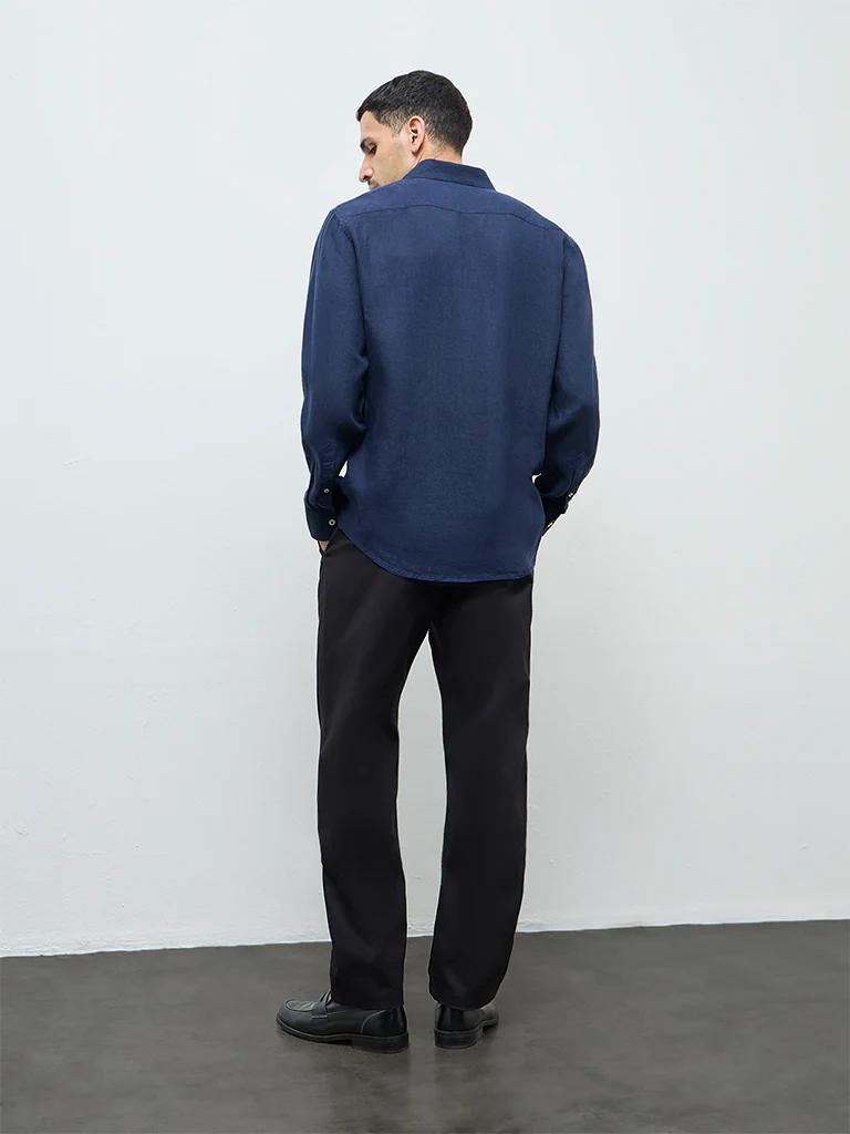 Ascot Black Relaxed-Fit Mid-Rise Cotton Trousers - Image 5