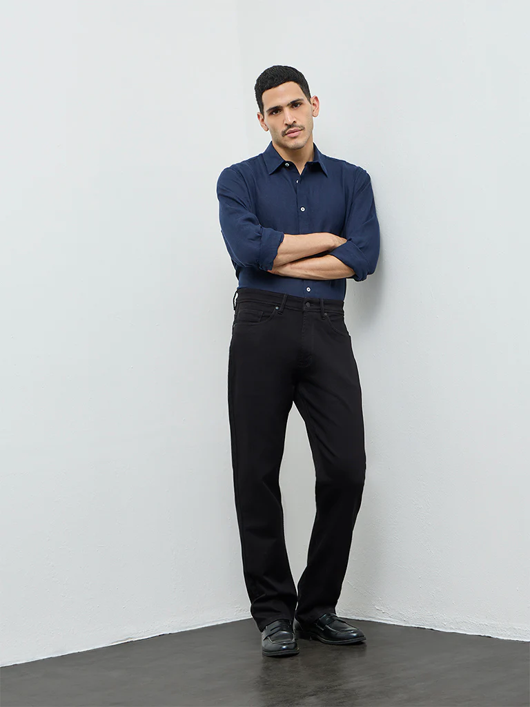 Ascot Black Relaxed-Fit Mid-Rise Jeans