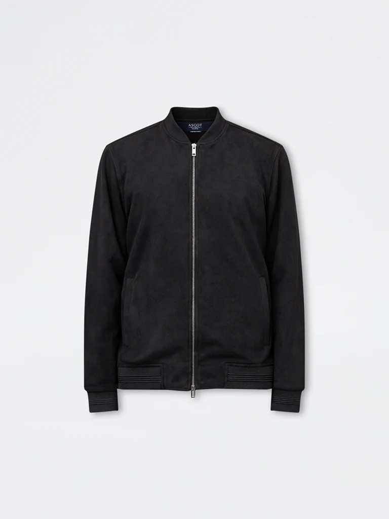 Ascot Black Relaxed-Fit Suede Bomber Jacket - Image 5