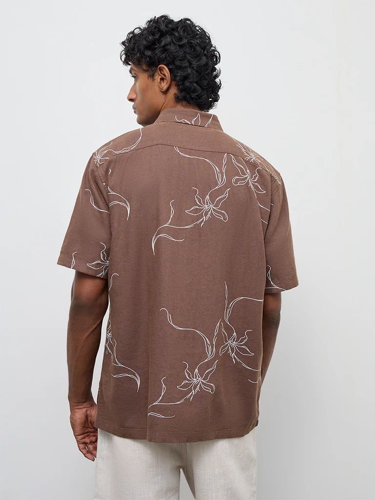 Ascot Brown Printed Relaxed-Fit Shirt - Image 4
