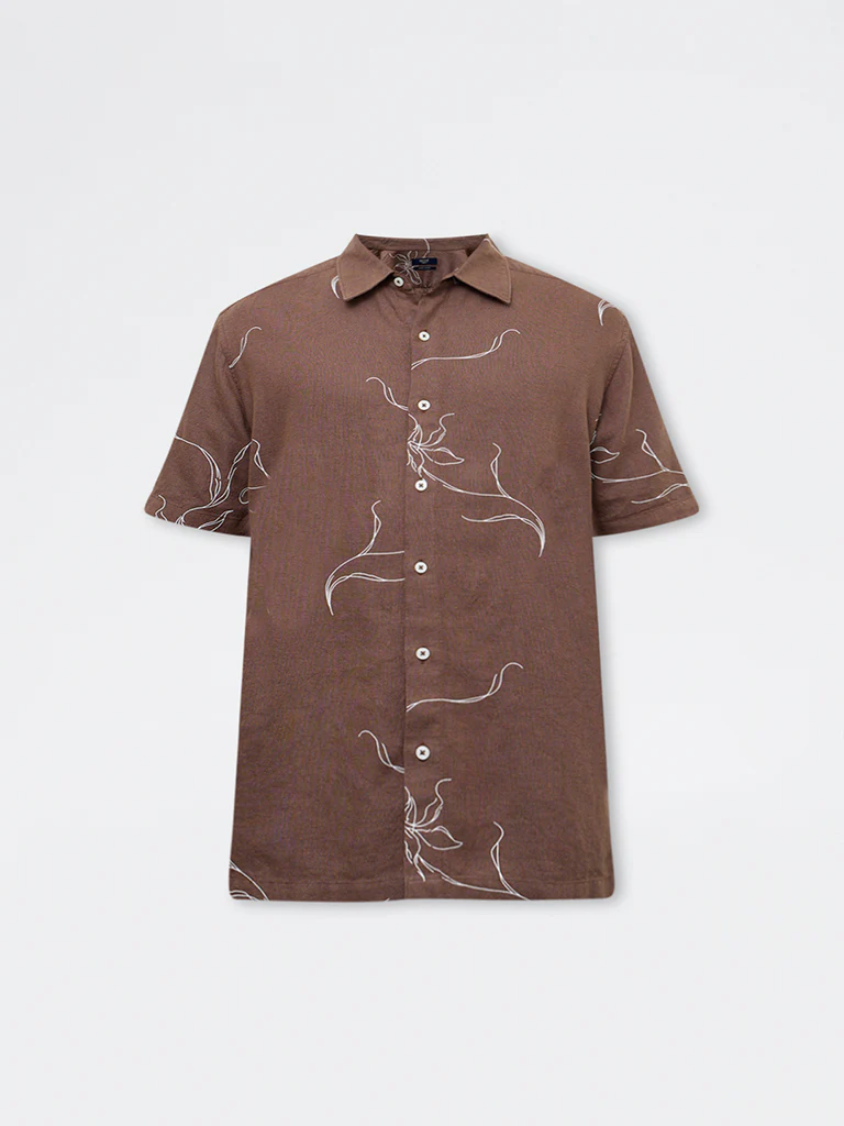 Ascot Brown Printed Relaxed-Fit Shirt - Image 5