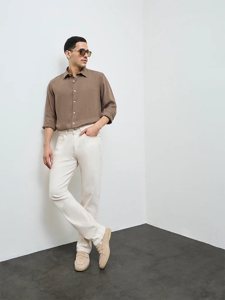 Ascot Brown Relaxed-Fit Linen Shirt - Image 2