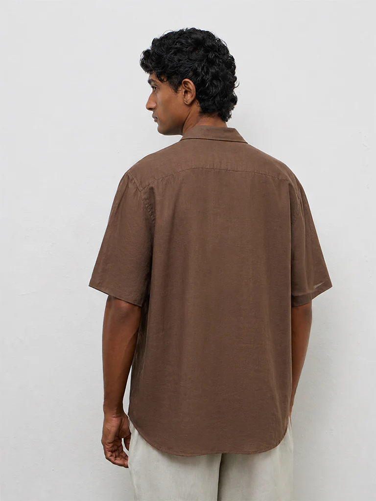 Ascot Brown Relaxed-Fit Linen Shirt - Image 5