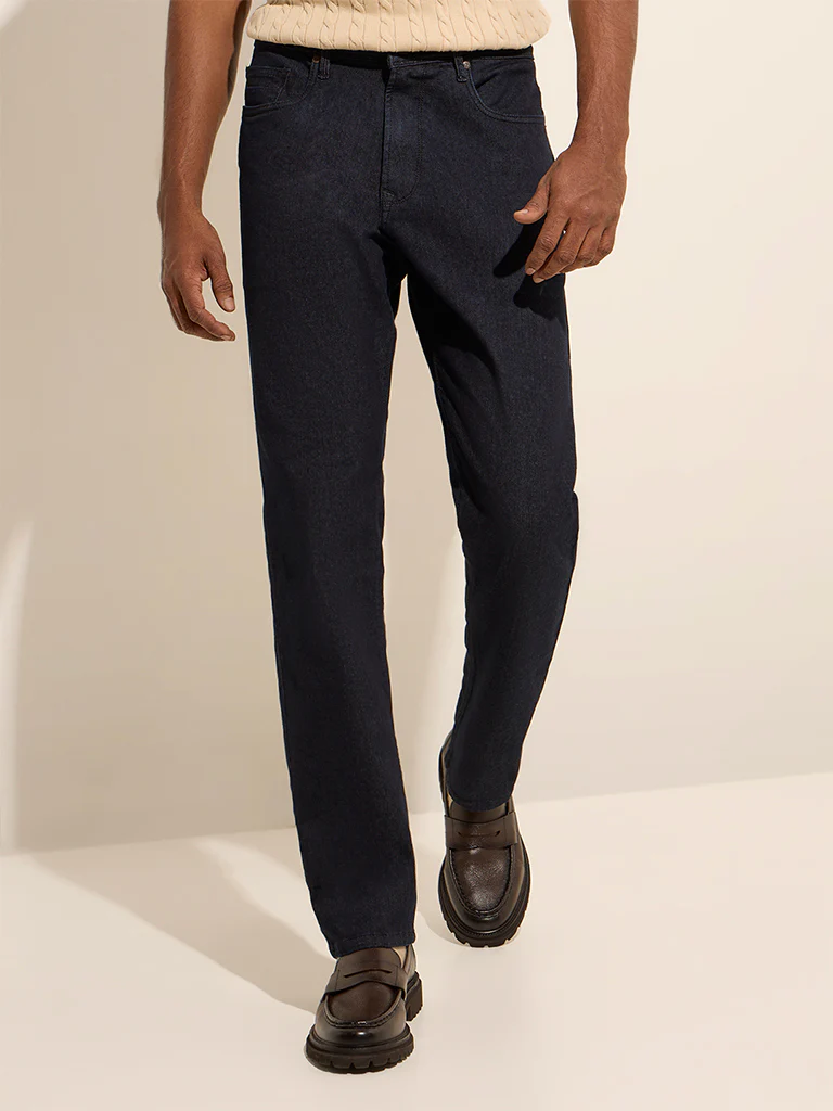 Ascot Dark Blue Relaxed-Fit Mid-Rise Jeans - Image 3