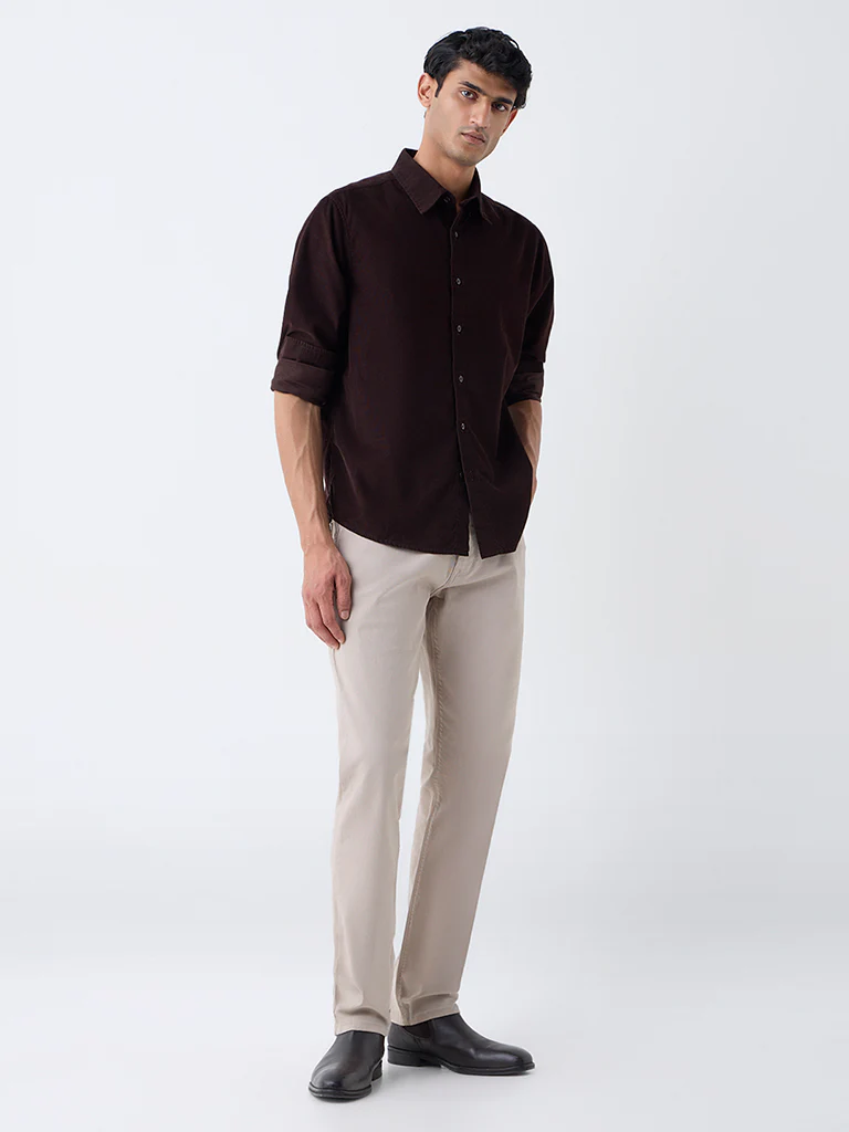 Ascot Dark Brown Relaxed-Fit Corduroy Shirt - Image 2