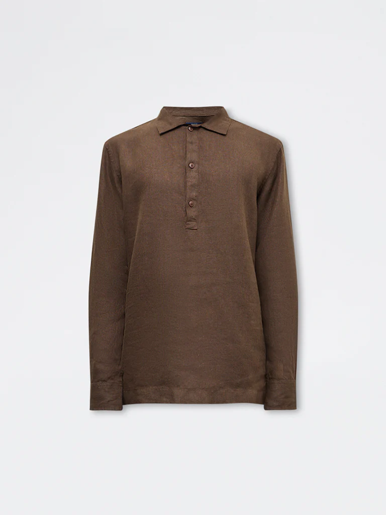 Ascot Dark Brown Relaxed-Fit Linen Shirt - Image 6
