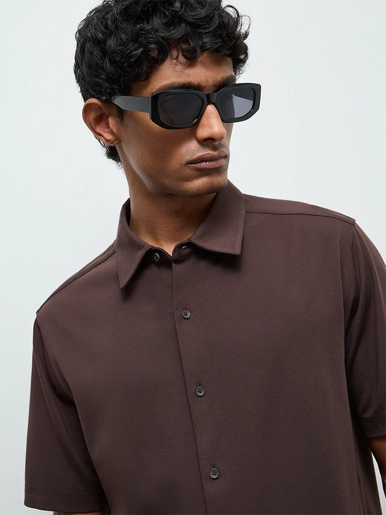 Ascot Dark Brown Relaxed Fit Shirt - Image 4
