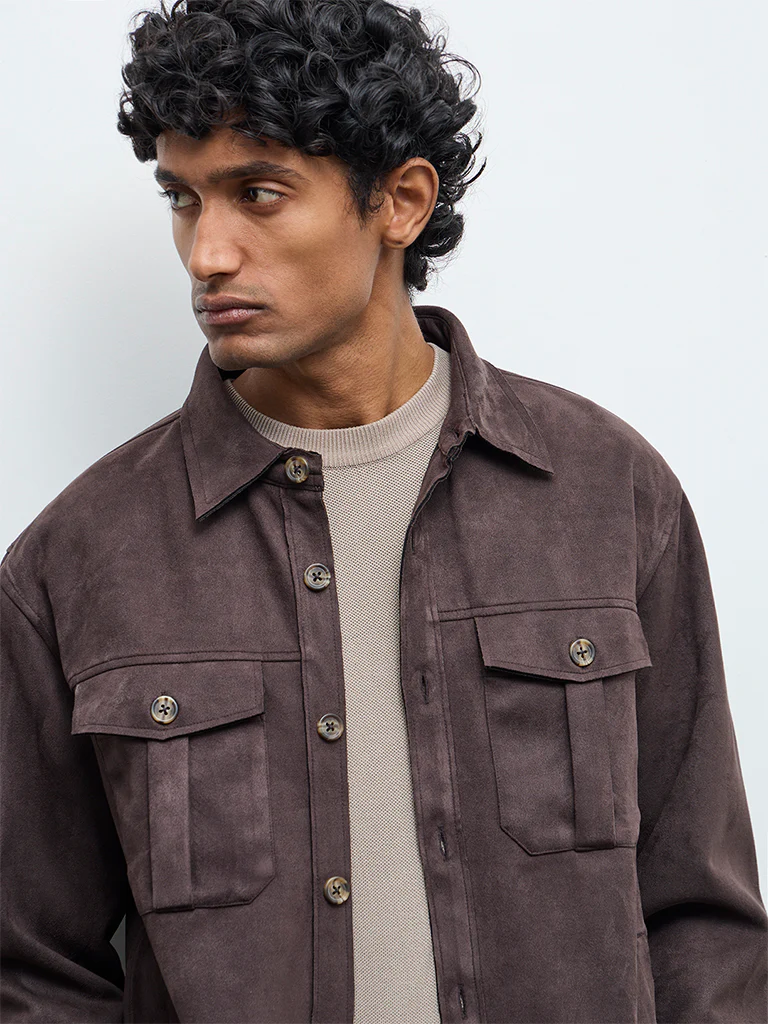 Ascot Dark Brown Relaxed-Fit Suede Jacket - Image 4