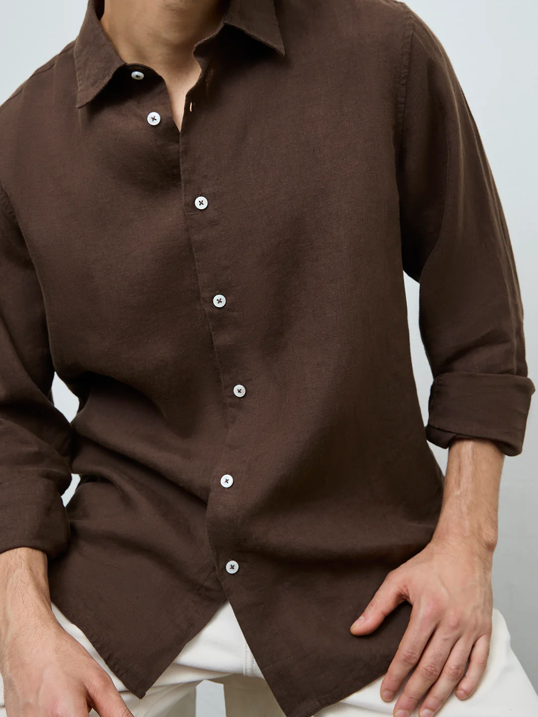 Ascot Formals Dark Brown Relaxed-Fit Linen Shirt - Image 4