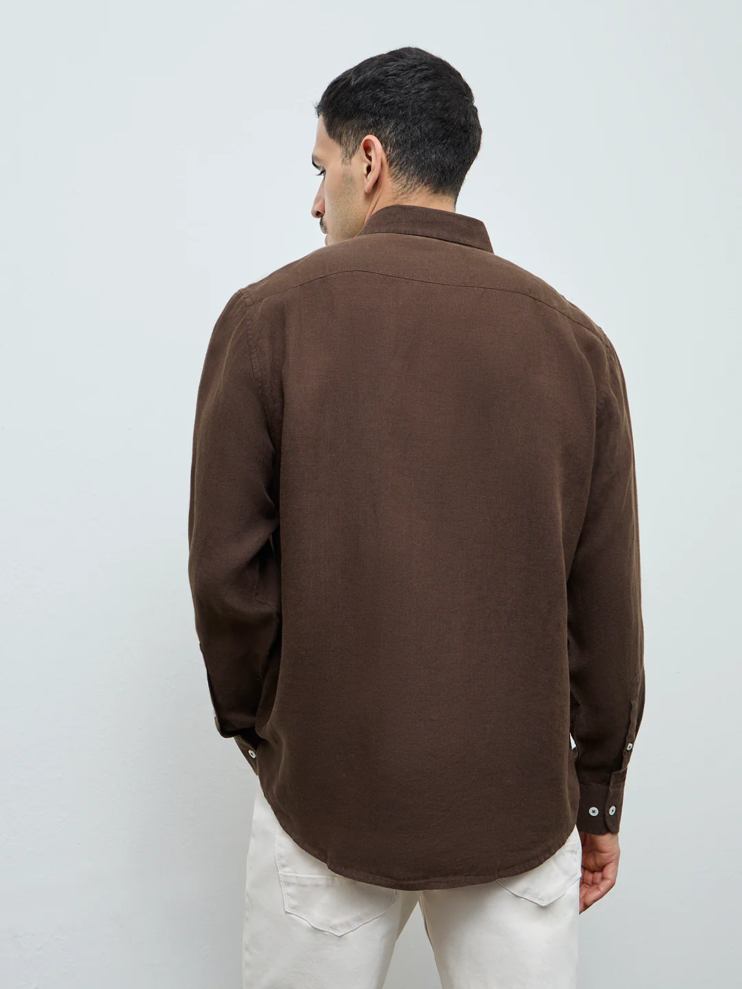 Ascot Formals Dark Brown Relaxed-Fit Linen Shirt - Image 5