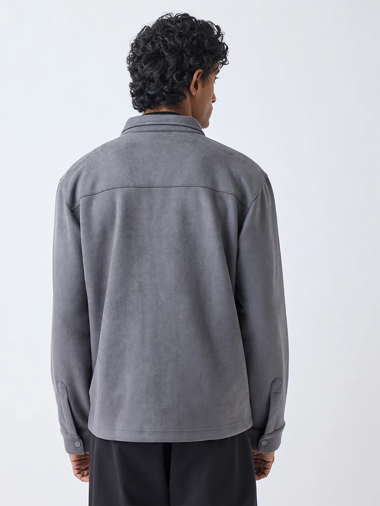 Ascot Grey Relaxed-Fit Suede Jacket - Image 4