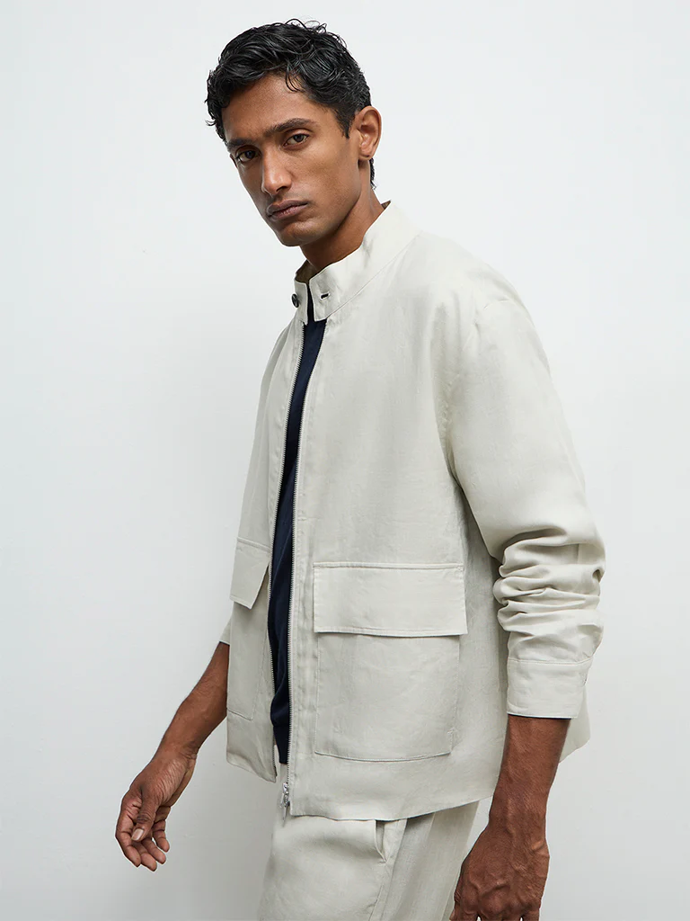 Ascot Light Beige Relaxed-Fit Linen Jacket